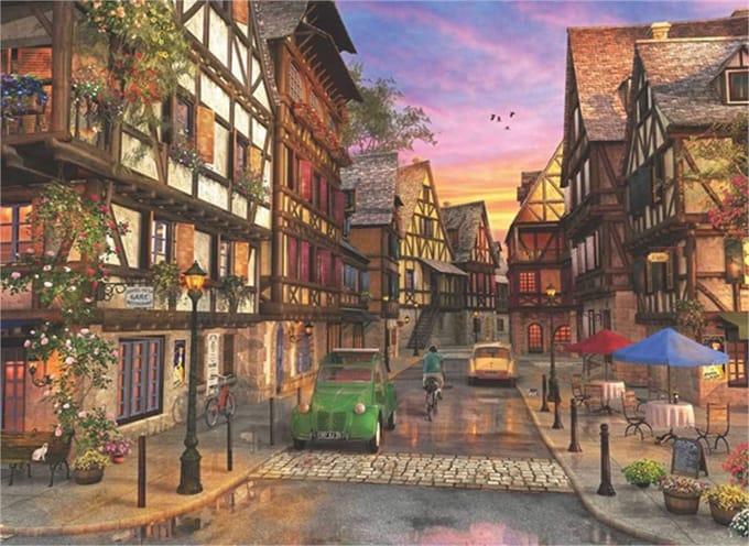 Stadspuzzel Colmar Straat 1000 Stukjes - Mooi Frans Stadsgezicht