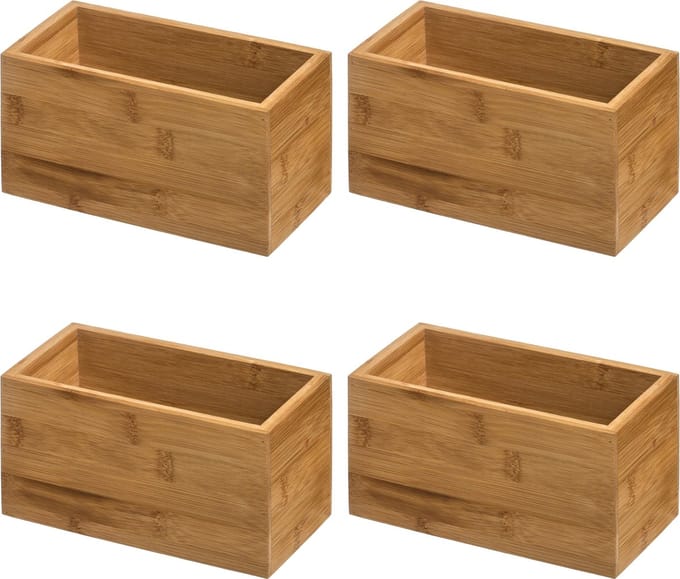 5Five Opberg/sorteer/lade verdelers bakjes - 6x stuks - bamboe hout - 18 x 9 x 9.5 cm