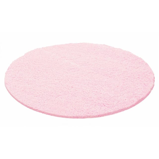 Muratap Basic rond shaggy vloerkleed roze hoogpolig- 120 cm rond