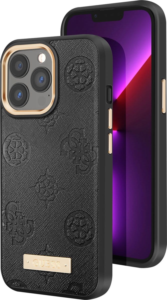 GUESS GUHMP13LSAPSTK iPhone 13 Pro / 13 6.1" black/black hardcase Peony Logo Plate MagSafe