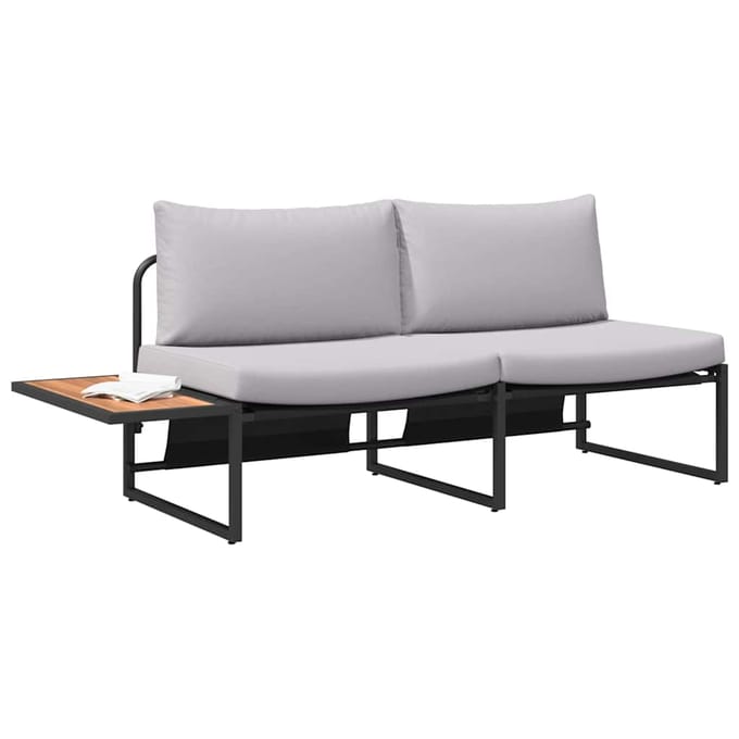 vidaXL - Tuin - Sofa - met - kussen - Lichtgrijs - 200,5 - x - 70 - x - 85,5 - cm - Staal