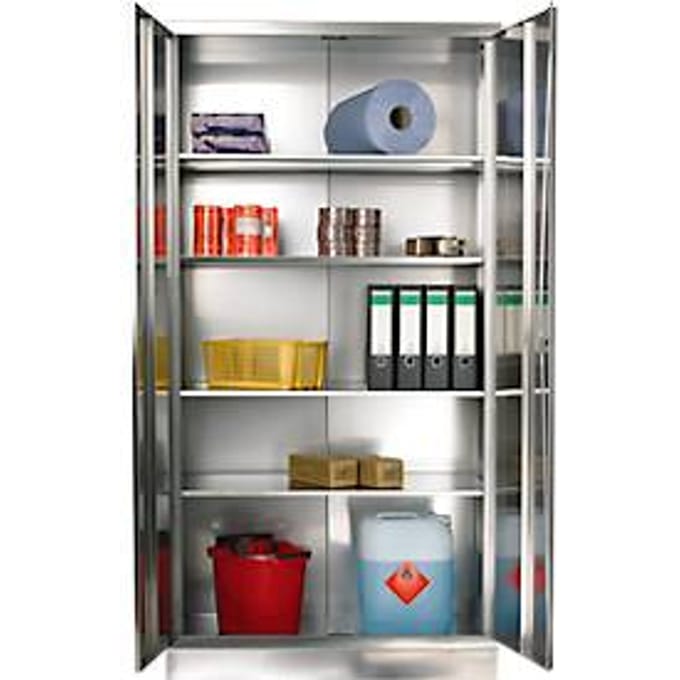 Roestvrijstalen universele kast met 4 legplanken, 1950 x 1000 x 400 mm