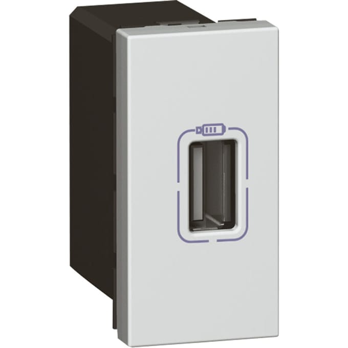 Legrand Mosaic USB Lader 5V 750mA 1 Module Aluminium - 079391