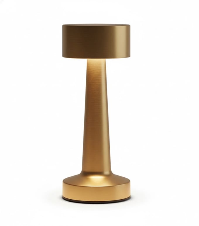 Omniexa Tafellamp Draadloos en Oplaadbaar - Dimbaar met Touch - 3 Lichtstanden - Aluminium - Goud