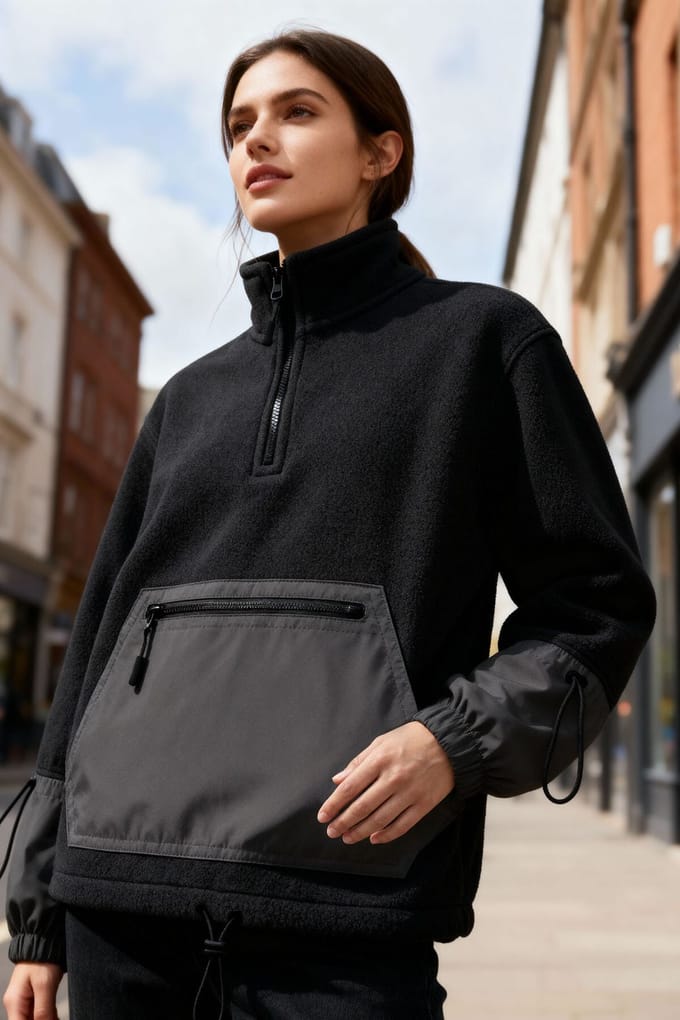Overmaatse Pluche Half-Zip Sweater