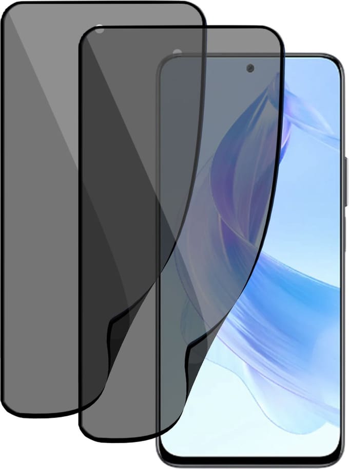 2x Privé Screenprotector geschikt voor Honor 90 Lite Screenprotector - Privacy Beschermglas - Privacy Proteqt+