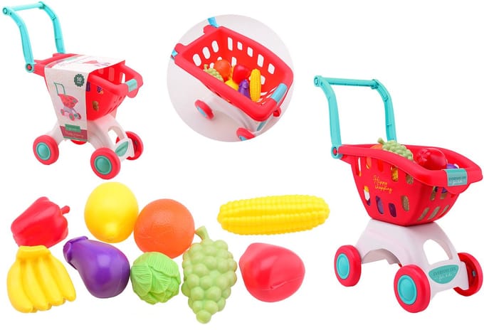 Johntoy winkelwagen speelgoed met accessoires - boodschappen doen.