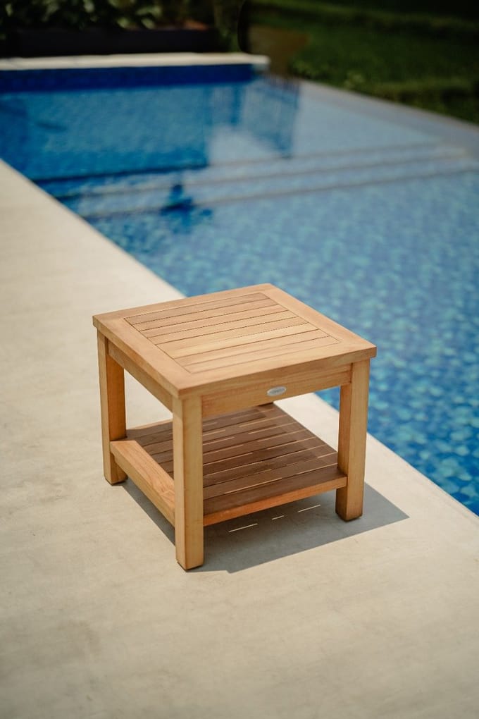 Teakea - Bijzettafel teak 50 x 50 x 45 cm - met onderblad