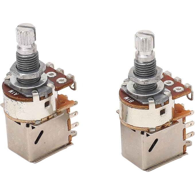 2 STUKS Gitaar Potentiometer A1M B1M Combinatie 18mm Gekartelde As Elektrische Bas Potmeters voor Volume en white