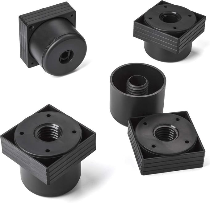 Hoekige Meubelpoten Set van 8 Verstelbaar 60 x 60 mm - Hoogte 45-55 mm