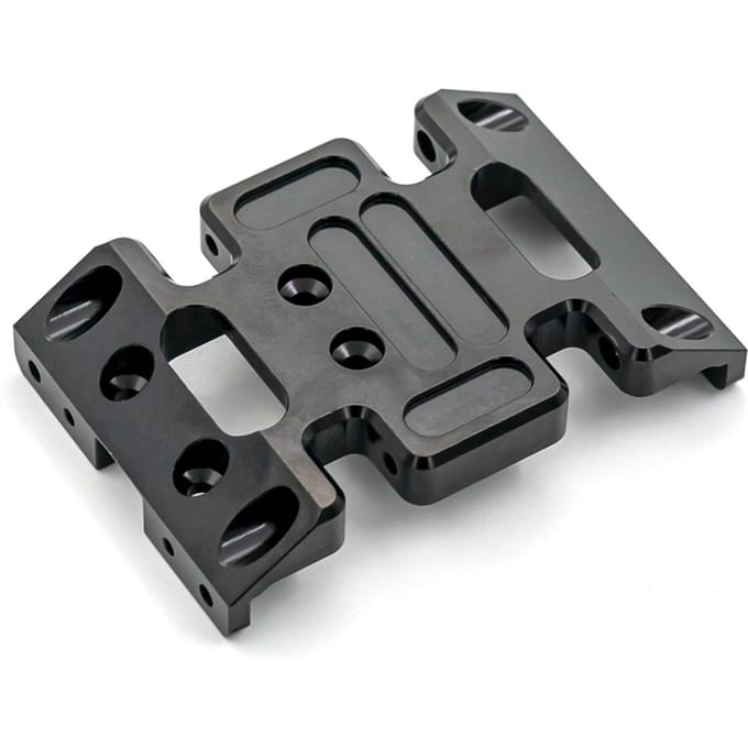 Plaque de protection centrale de châssis en alliage d'aluminium avec vis Accessoire de remplacement Convient pour les pièces de voiture crawler télécommandée 1/10 Axial noir