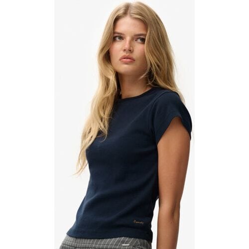 Superdry Athletic Essential T-shirt Slanke Pasvorm Blauw Grootte: 36