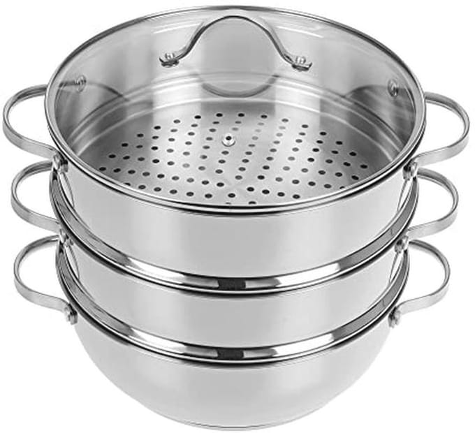 Stoompan 28 cm met 2 stoominzetstukken