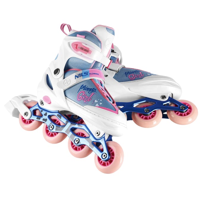Nils Extreme Princess - Inline Skates - Bovenmaat Verstelbaar - Veiligheidsbanden - Wit