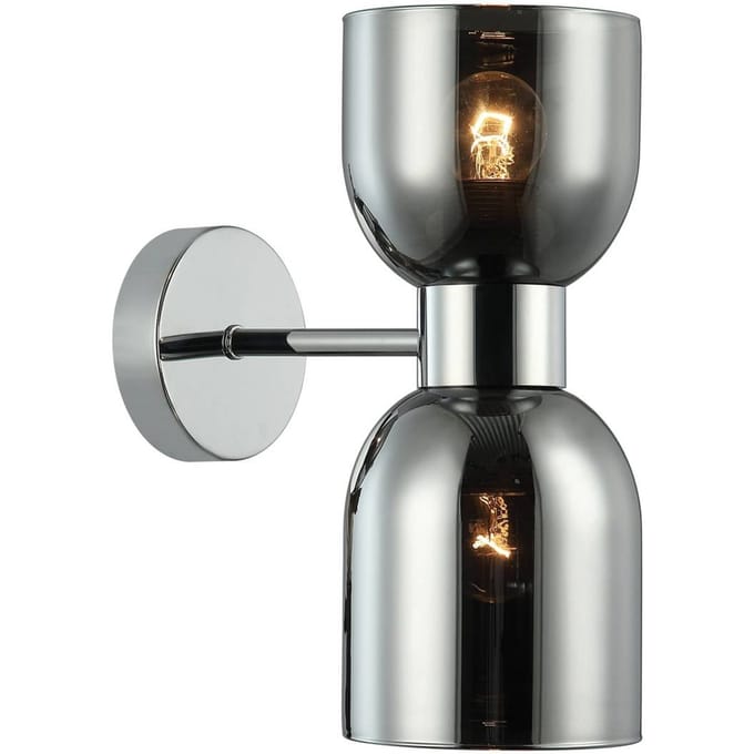 Viokef Memory wandlamp, glas, chroom/rookgrijs, 2-lamps