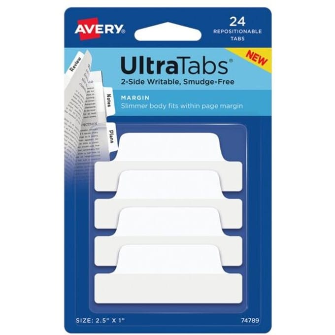 AVERY Zweckform zelfklevende tabs UltraTabs wit, 63,5 x 25 mm