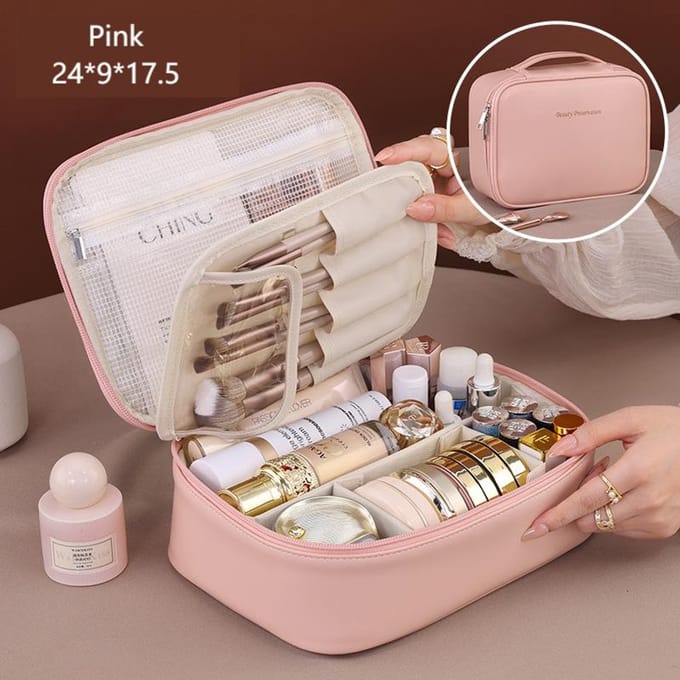 Grote Cosmetic Organizer met Compartimenten XL – Pink