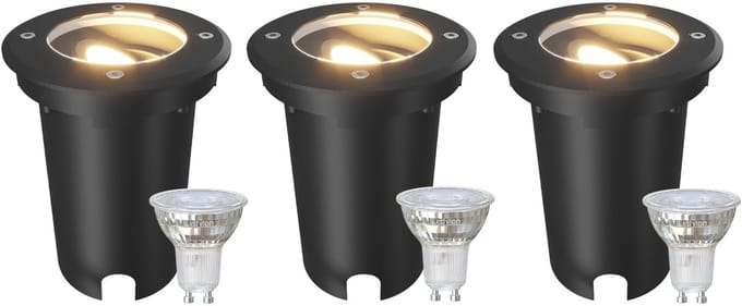 Ledvion Set van 3 LED Grondspot Buiten IP67 3W 230V 345Lm 2700K GU10 wit