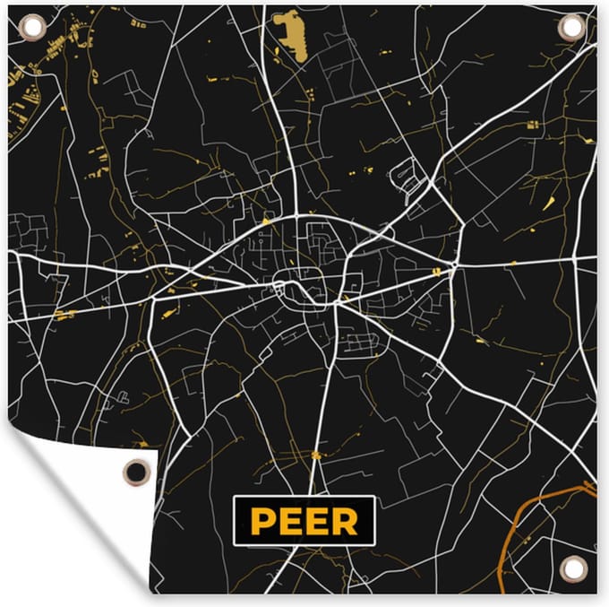 Tuindoek Stadskaart - Peer - Plattegrond - Goud - Kaart - 100x100 cm