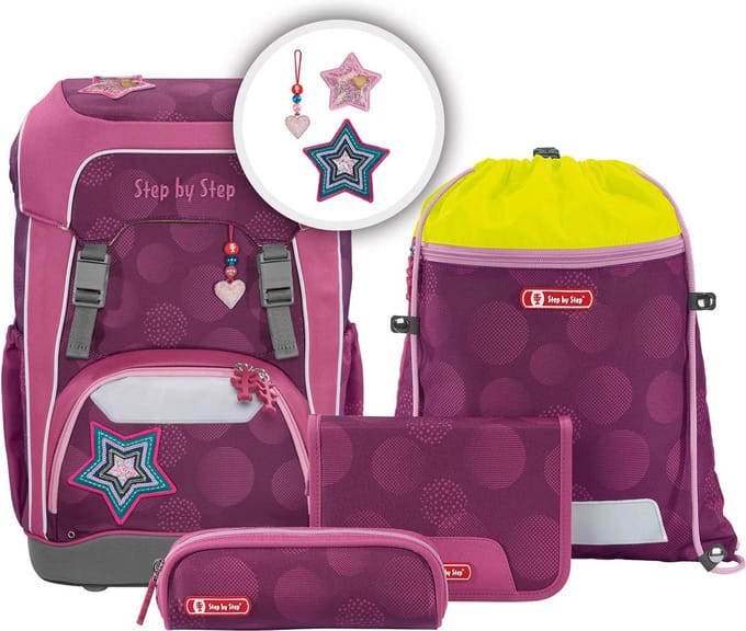 Step by Step schooltas Giant Schulranzen-Set 5-delig Glamour Star paars roze