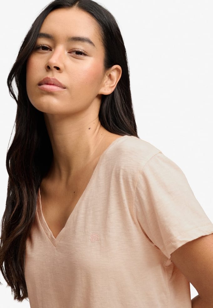 Superdry - Studios Slub T-shirt met Borduursel - Dames - T-shirts