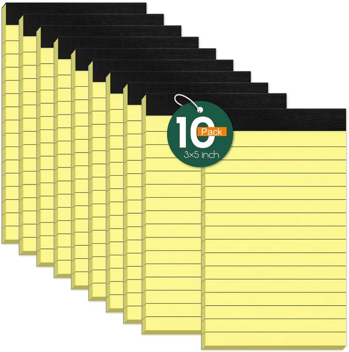 10x Zakformaat Notitieblokken - Klein Gelinieerd Kraspapier Memoblok