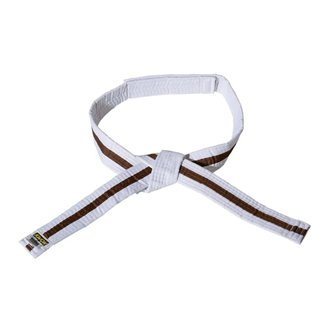 Wit/bruin/geel klittenband riem budō kind Kwon