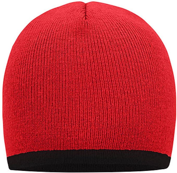 Myrtle Beach 'Contrasting Border Beanie' Rood/Zwart