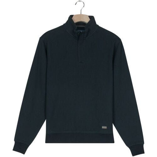 Baileys Trui Jacquard Texture Uni Color Sweat Zip Collar Navy / male