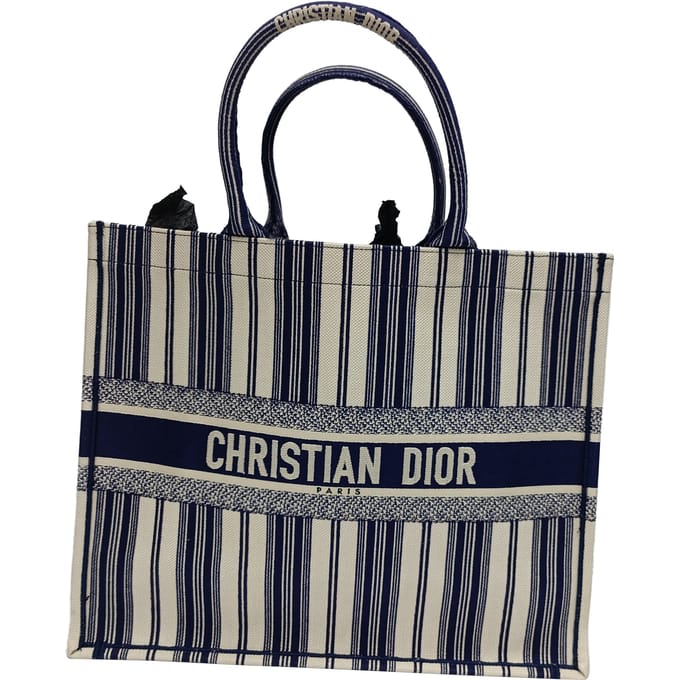 Dior Grote Dior Boek Shopper in Navy Blauw Katoen