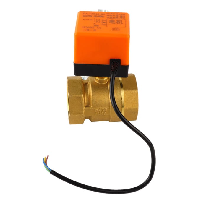 AC 220V G2 DN50 2 Voies 3 Fils 2 Points de Contrôle Laiton Électrique Motorisé Vanne à Bille noir