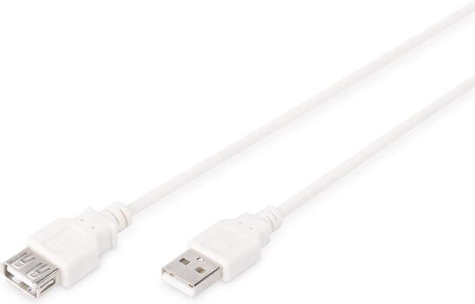 Digitus AK-300202-018-E USB-kabel USB 2.0 USB-A stekker, USB-A bus 1.80 m Beige