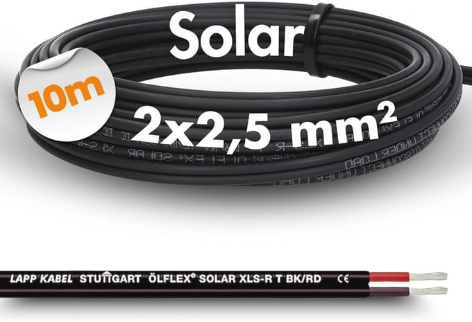 Zonne-kabel 10 meter 2 x 2,5 mm² voor zonnepanelen