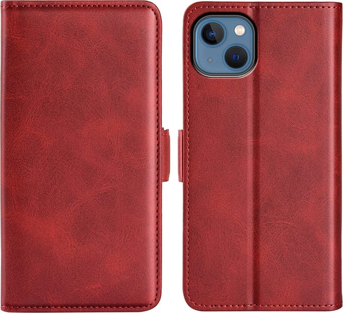 MobyDefend Hoesje - Geschikt voor iPhone 14 Plus - Luxe Wallet Book Case (Sluiting Zijkant) - Rood