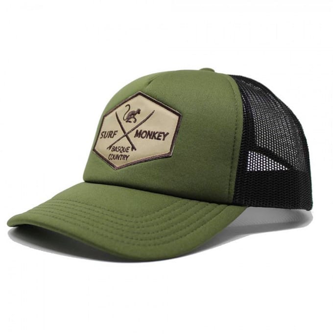 Surf Monkey - Trucker Cap -Schuim - One Size - Snapback - Zwarte olijf