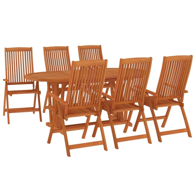 vidaXL - 7-delige - Tuinset - massief - eucalyptushout