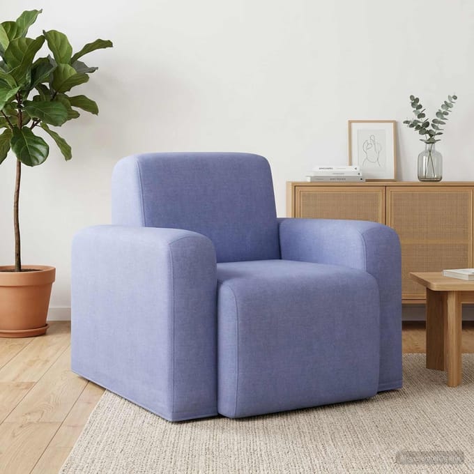 vidaXL - Fauteuil - Jeans - Blauw - Stof
