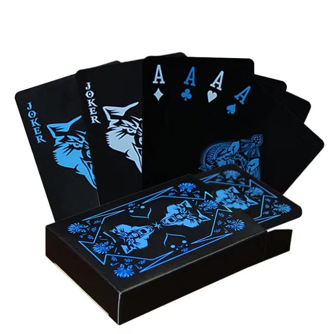 Zwarte Waterdichte Plastic PVC Speelkaarten Sets Wolf Klassieke Magische Trucs Poker Creatief Cadeau black