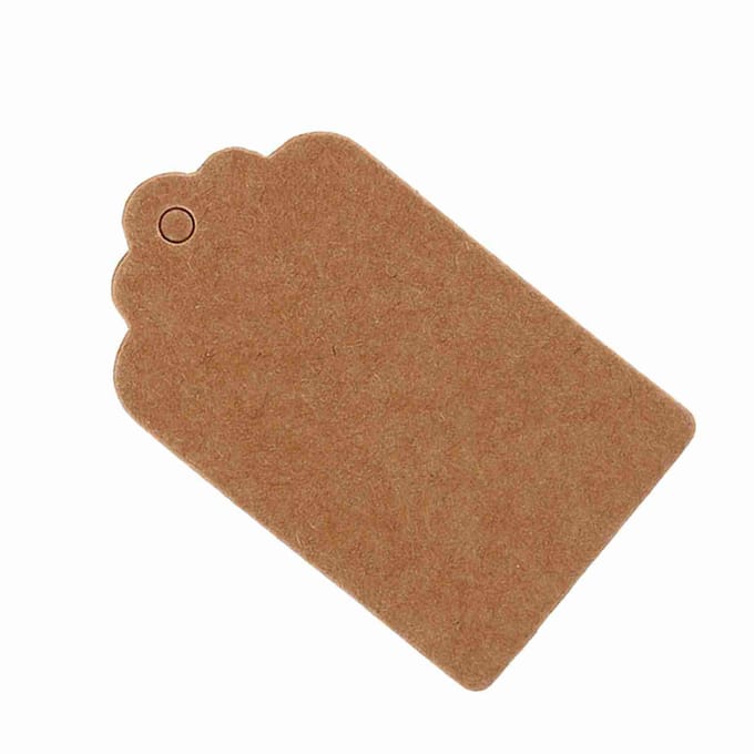 5x3cm Kraftpapier Cadeaulabels Bruiloft Verjaardag Schelpvormig Label Blanco Naamkaart 100x brown