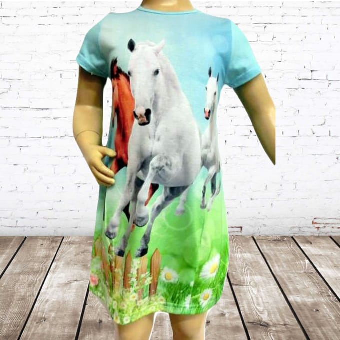 Paarden shirt meisje - Groen - 86/92