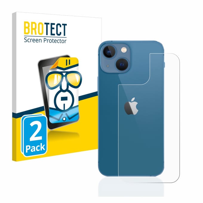 BROTECT - Screenprotector voor Apple iPhone 13 mini (Achterkant) - Folie Beschermfolie transparant 2 Stuks