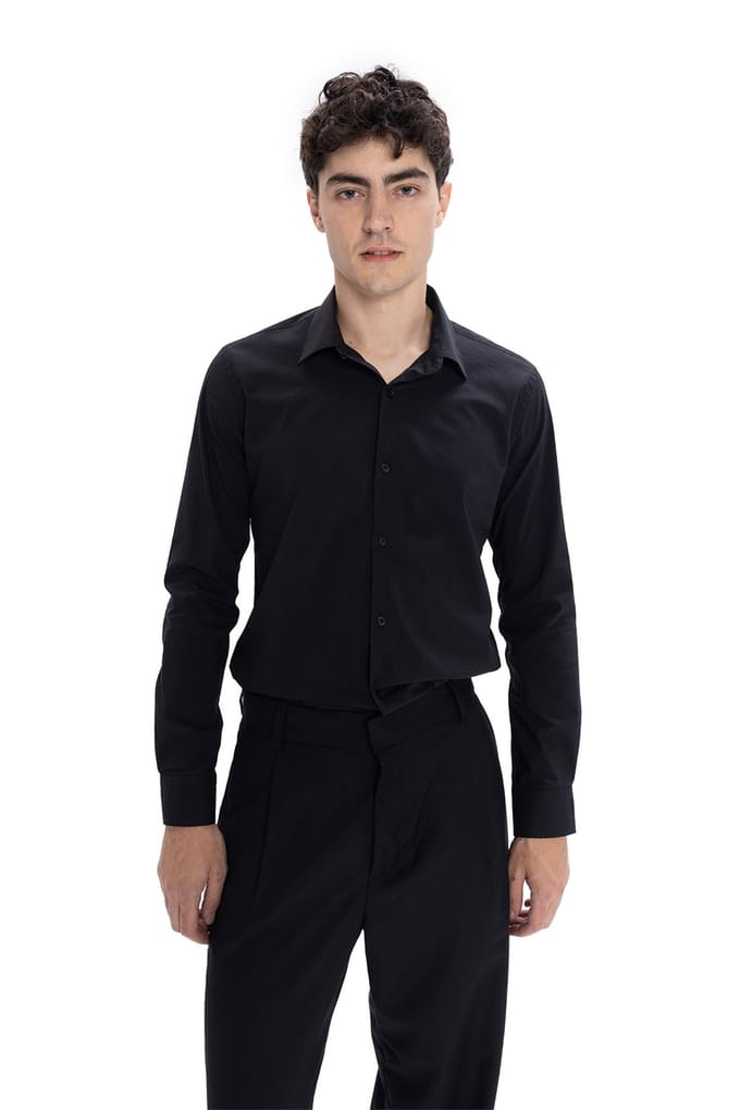 Slim Fit Poplin Overhemd met Knopen