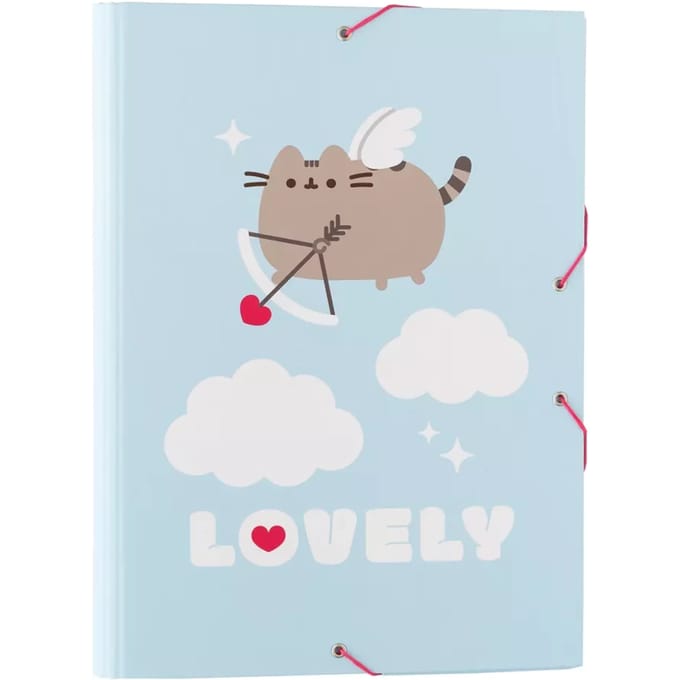 Pusheen, Kartonnen map A4-formaat Purrfect Love-collectie met elastieken en flappen, Blauw