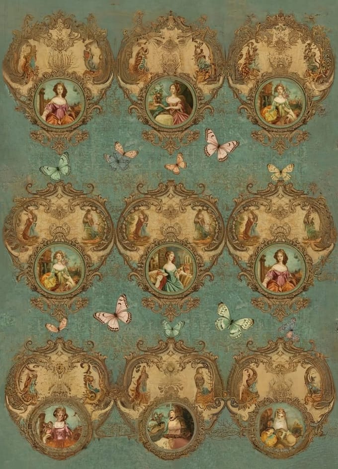*SALE - Versailles on repeat - Mint by Michelle Decoupage Papier - A3