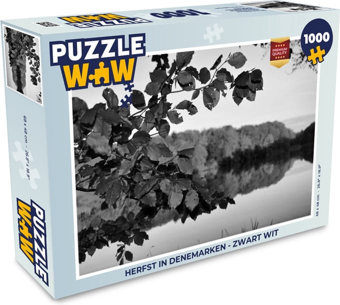 Puzzel Herfst in Denemarken - zwart wit - Legpuzzel - Puzzel 1000 stukjes volwassenen