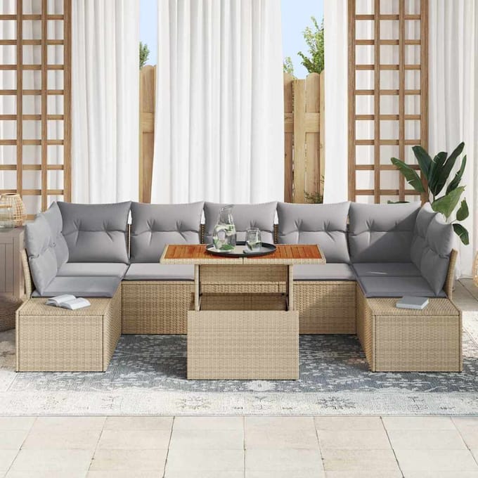 vidaXL - Tuinbank - Set - 8 - st - Beige - poly - rattan
