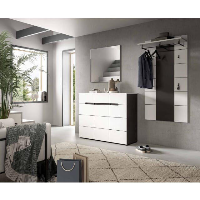 Canu kledingkastcombinatie wit NB Basaltgrijs NB - 37x215x190cm