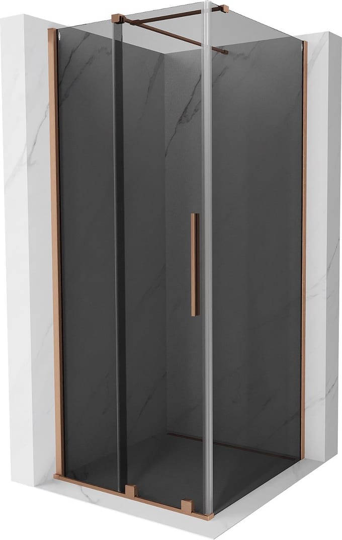 Mexen Velar schuifdouchecabine 100 x 100 , grafiet, geborsteld koper - 871-100-100-41-65
