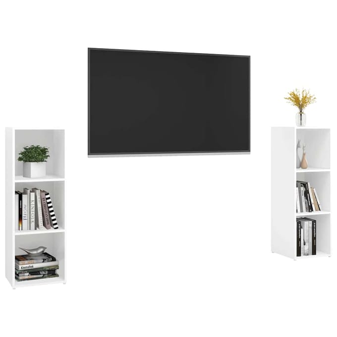 vidaXL - Tv-meubelen - 2 - st - 107x35x37 - cm - bewerkt - houtwit