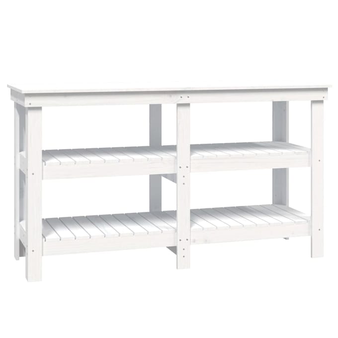 vidaXL - Werkbank - 142,5x50x80 - cm - massief - grenenhout - wit